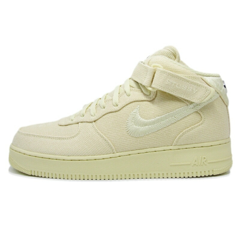 【中古】未当て嵌める NIKE × STUSSY ナイキ 30珊 AIR FORCE 1 07 MID SP DJ7841-200 エア湖 フォース 1 ミッド 特別 FOSSIL ステューシー    スニーカー 18002019