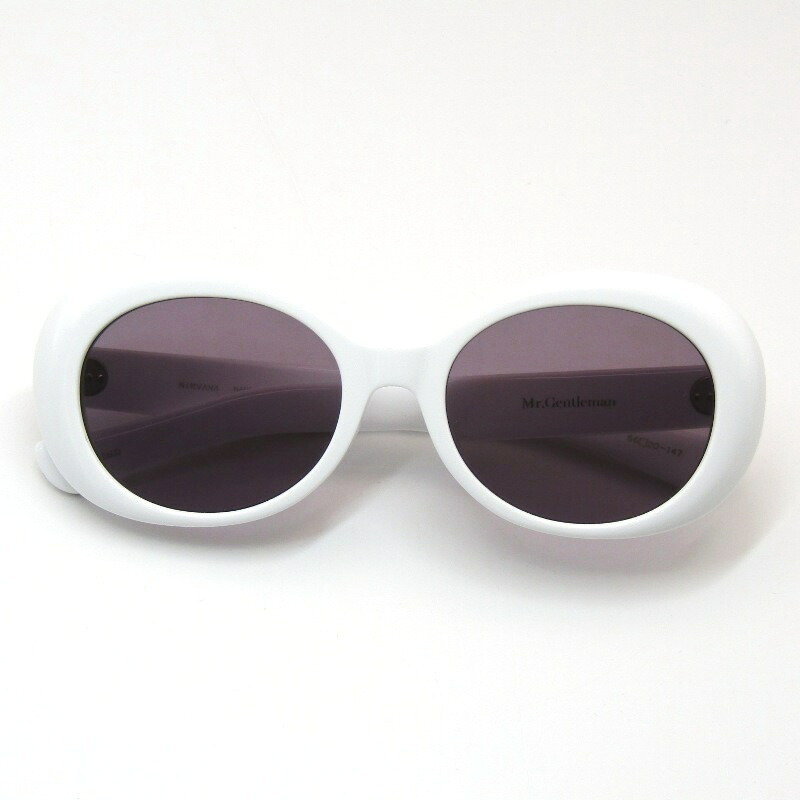 【中古】未使用 Mr.Gentleman EYEWEAR ミスタージェントルマン サングラス NIRVANA 日本製 ニルヴァーナ オーバル D Whiteフラットレンズ Grey メガネ 眼鏡 サングラス 61005459｜ＣＬＡＳＳＩＣ