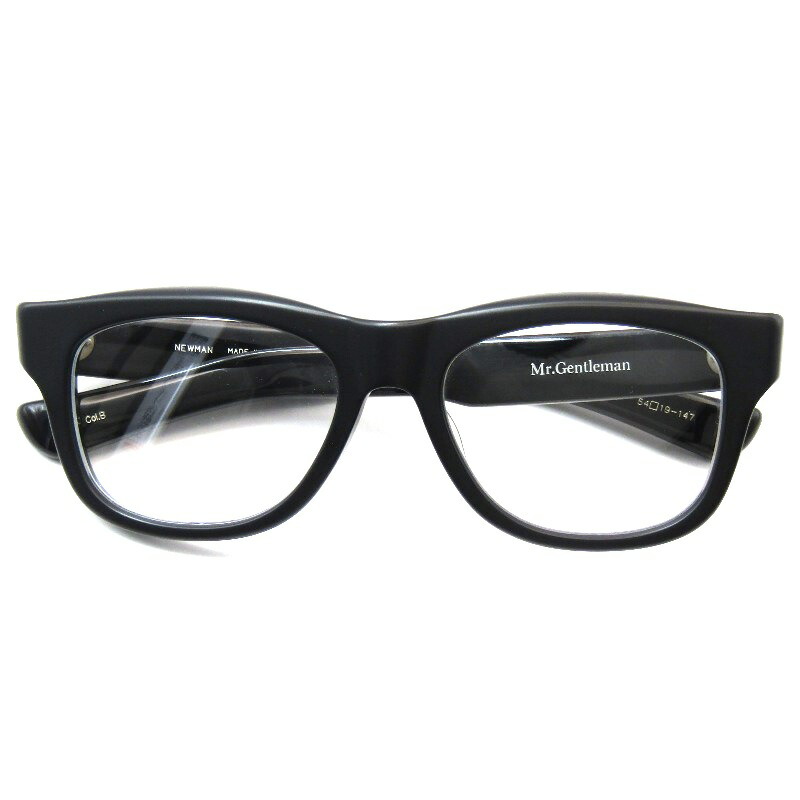 【中古】未当て嵌める Mr.Gentleman EYEWEAR 旦那士君子 眼鏡ひな形 NEWMAN 日本製 ニューマン ウェリントン B Matte Black 眼鏡 メガネ 黒眼鏡 61005461