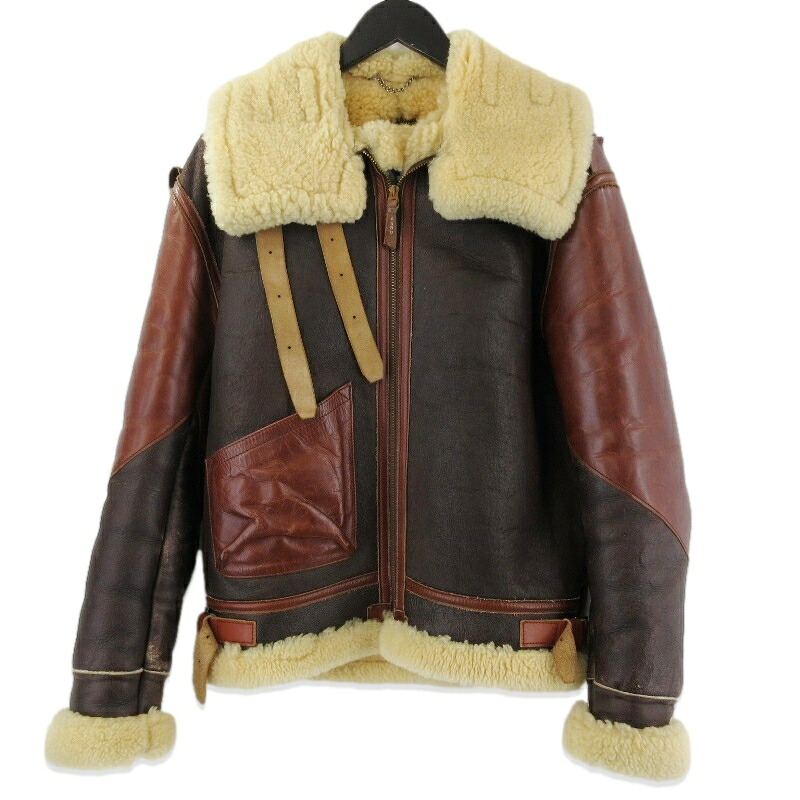 【中古】AERO LEATHER エアロレザー フライトジャケット TYPE B-3 ムートン AIR FORCES U.S ARMY ブラウン 36メンズ 71015653｜ＣＬＡＳＳＩＣ