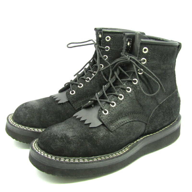 【中古】美品 WHITE\u0027S BOOTS ホワイツ US9E 27珊 ノースウエスト ニッケルアイレット カスタム NORTH WEST 黒いこと オイルドラフアウト 細工物ブーツ スエードクロス 6in ビブラム#2021 レースアップブーツ ブーツ 35005535