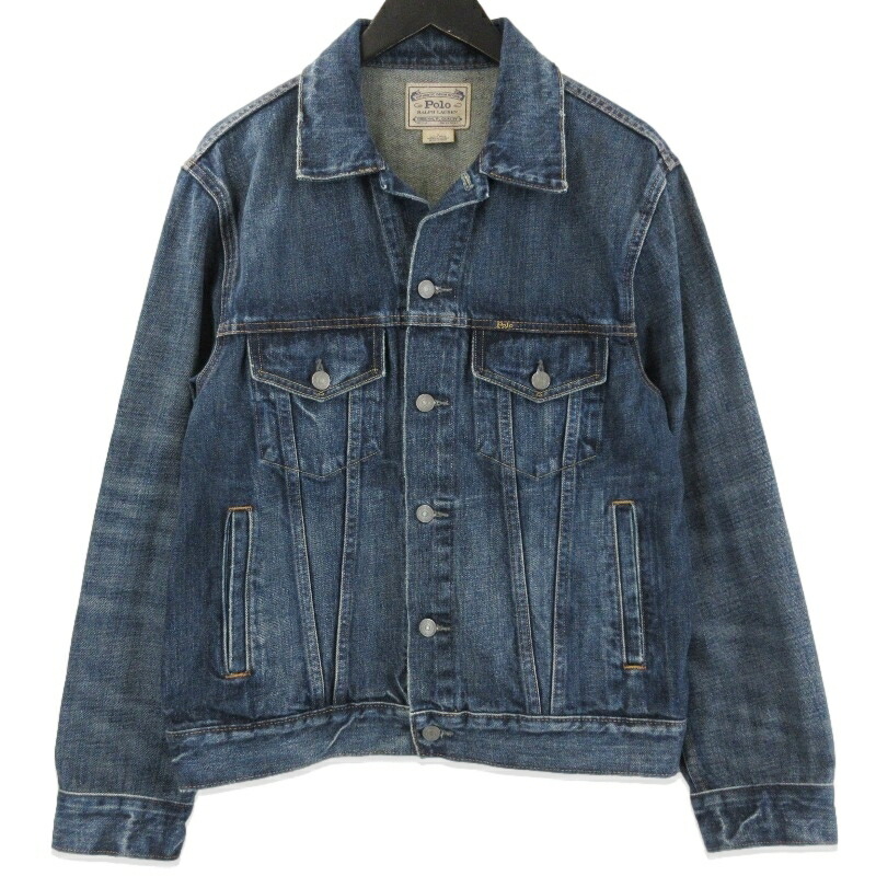 【中古】美品 Polo Ralph Lauren ポロラルフローレン フェイデッド ジーンズ トラッカー 上衣 397941 インディゴ Mジーンズ上衣 ヴィンテージ産業 メンズ 71015705