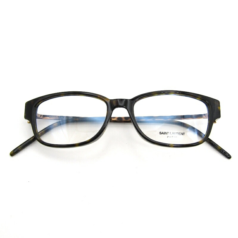 【中古】美品 SAINT LAURENT PARIS サンローラン メガネフレーム SL M48-F イタリア製 ウェリントン フルフィット 004 ブラウンデミコンビ YSLロゴ メガネ 眼鏡 サングラス 54000932｜ＣＬＡＳＳＩＣ