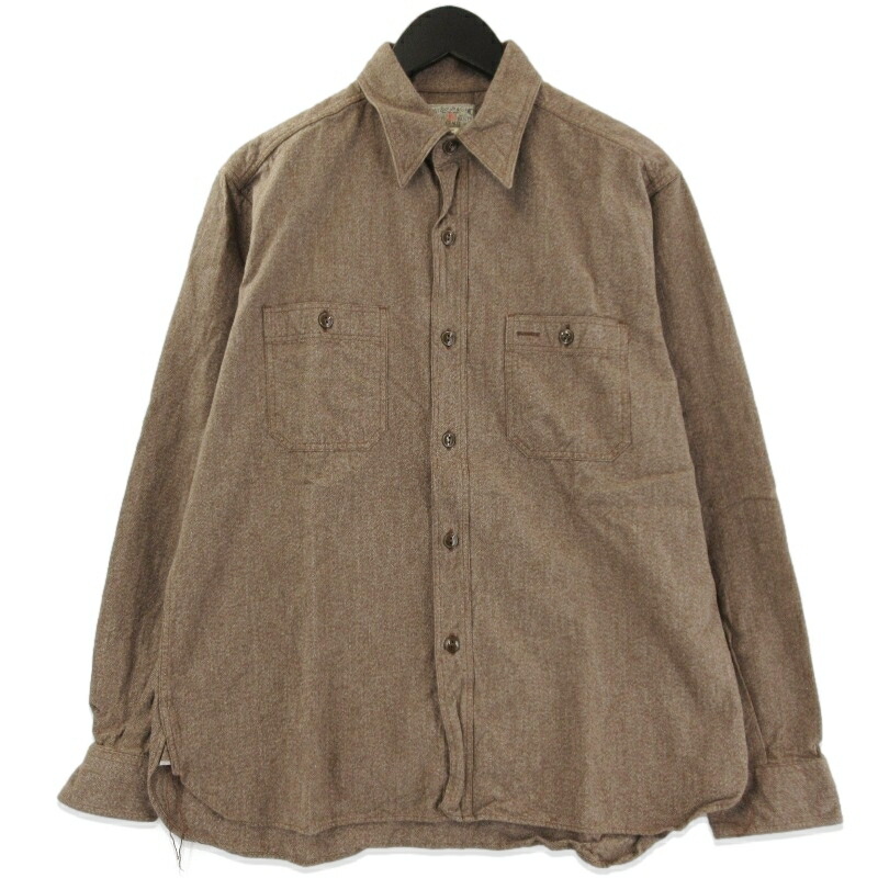 【中古】BUZZ RICKSON\u0027S バズリクソンズ 長袖プルオーバー BR26082 COTTON COVERT WORK SHIRT 綿織物 細工物プルオーバー 日本製 赤銅色 Mメンズ 71015741