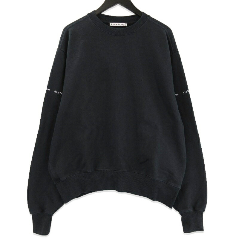 【中古】Acne Studios アクネストゥディオズ 流汗 FN-MN-SWEA000126 LOGOLINE SWEATSHIRTS 刷り上げる 黒いこと 黒 Sメンズ 71015747