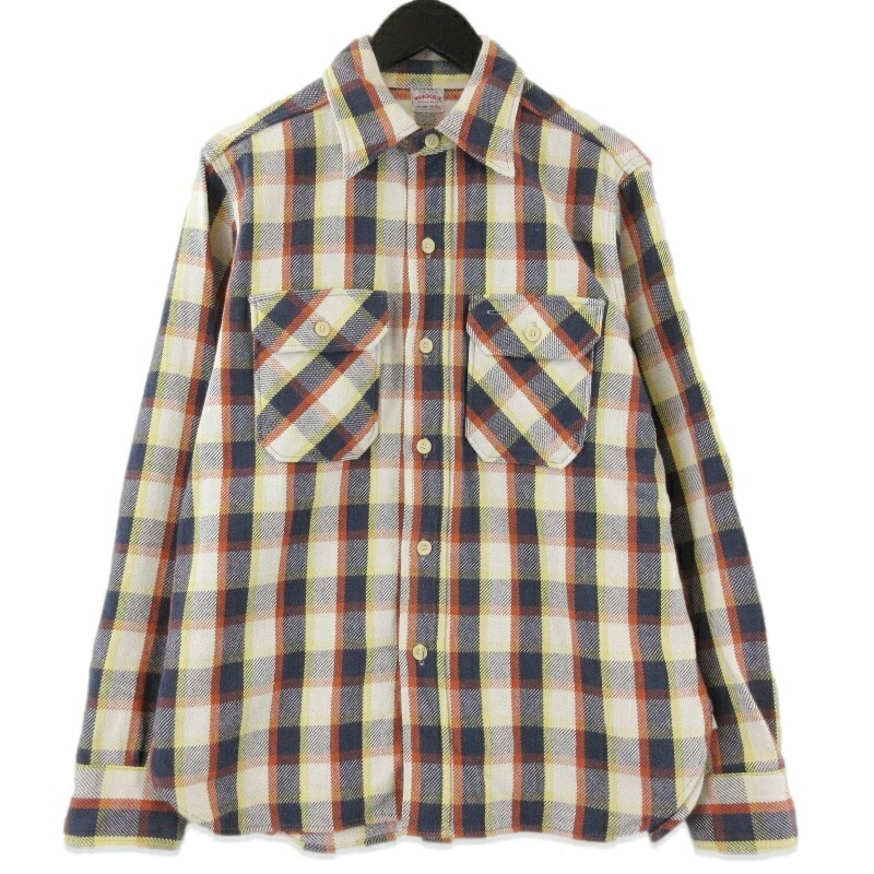 【中古】WAREHOUSE お召しもの棲み家 長袖綿ネルプルオーバー Lot 3104 E柄 読み合わせる FLANNEL SHIRTS 日本製 ワンウォッシュ 米国海軍 Mメンズ 71015753
