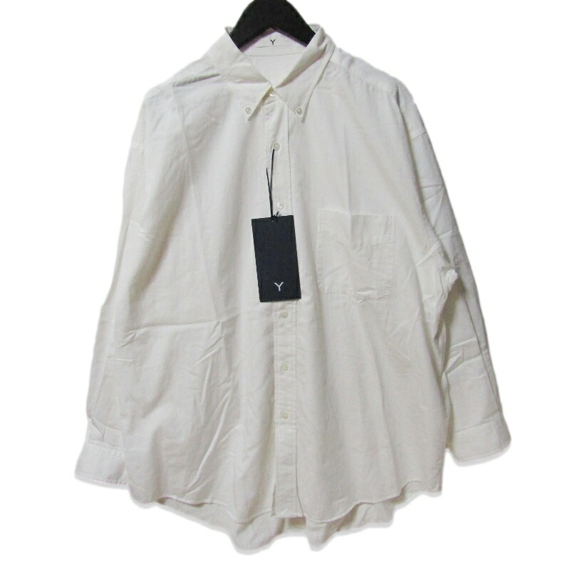 【中古】未当て嵌める Y ワイ 長袖プルオーバー 165-5150385 ORGANIC COTTON WASHER SATIN SHIRT 名取り草落ちこむ 白いこと 白 Lメンズ 27113710