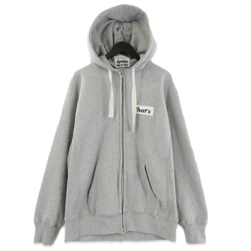 【中古】美品 That\u0027s ザッツ ジップパーカー The Hoody ZIP UP 甚だしい掛け目 フーディ ジップアップ 12薬局衡オンス 綿織物 日本製 薄墨色 XLメンズ 71015772