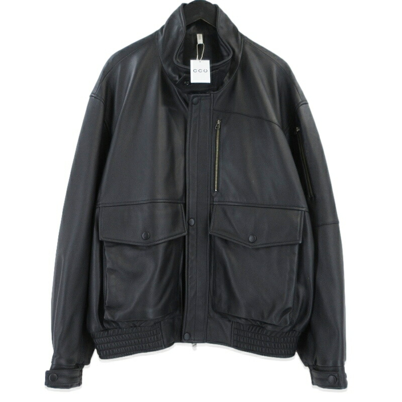 【中古】未当て嵌める CCU シーシーユー BOMBER JACKET SH-45-C-SHEEP-5 ボンバージャケット シープレザー 上衣 黒いこと 黒 2 メンズ 99000937