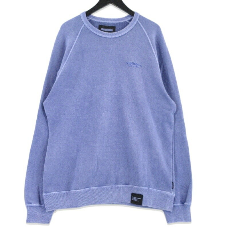 【中古】美品 NEIGHBORHOOD ネイバーフッド PIGMENT DYED SWEAT SHIRT LS 261FPNH-CSM01 流汗 絵の具染め製作  青み L メンズ 99000941