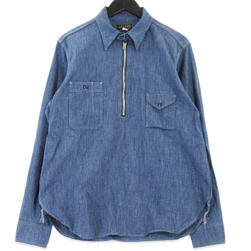 【中古】JELADO ジェラード 長袖プルオーバー Ciggy Shirt ティーシャツ ハーフジップ シギーシャツ 青色 M メンズ 99000945
