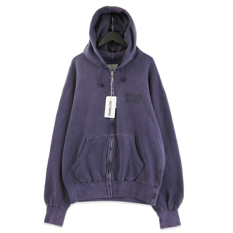 【中古】美品 WACKO MARIA ワコマリア ジップパーカー 26SS-WMC-SS04 WASHED MIDDLE WEIGHT FULL ZIP HOODED SWEAT SHIRT パープル Lウォッシュ産業 綿織物メンズ 71015805