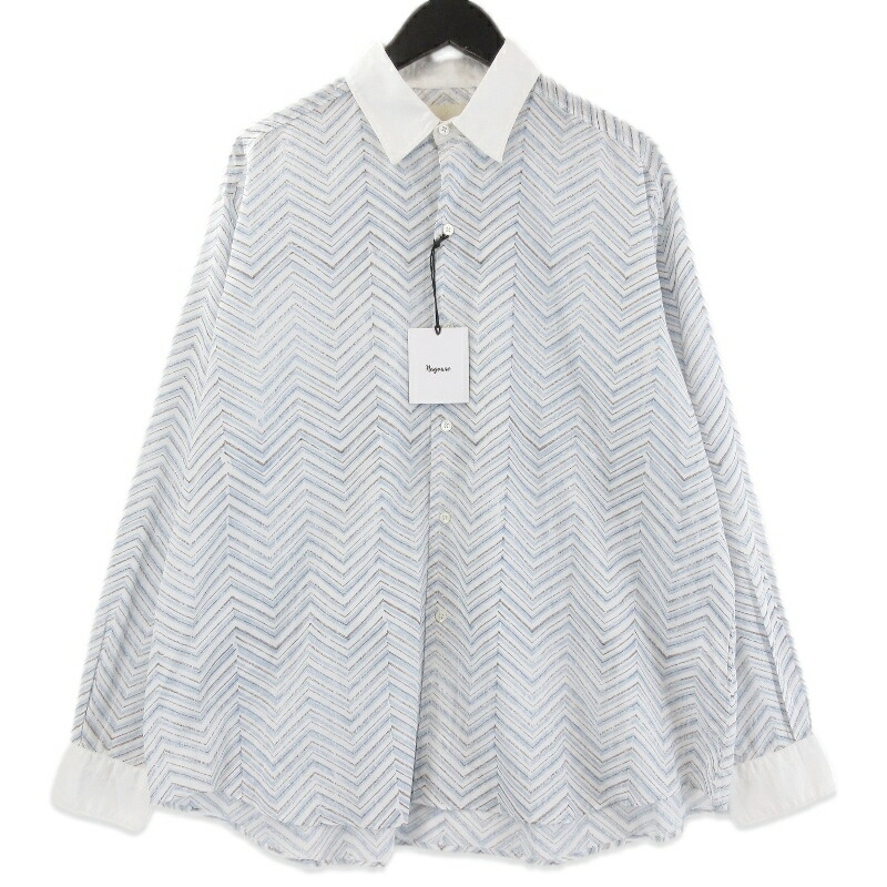 【中古】未当て嵌める nagoune ナゴウネ Cotton block print cover up shirt NG-26SS-SH01 長袖プルオーバー 総柄 OFF WHITE Mメンズ 71015820