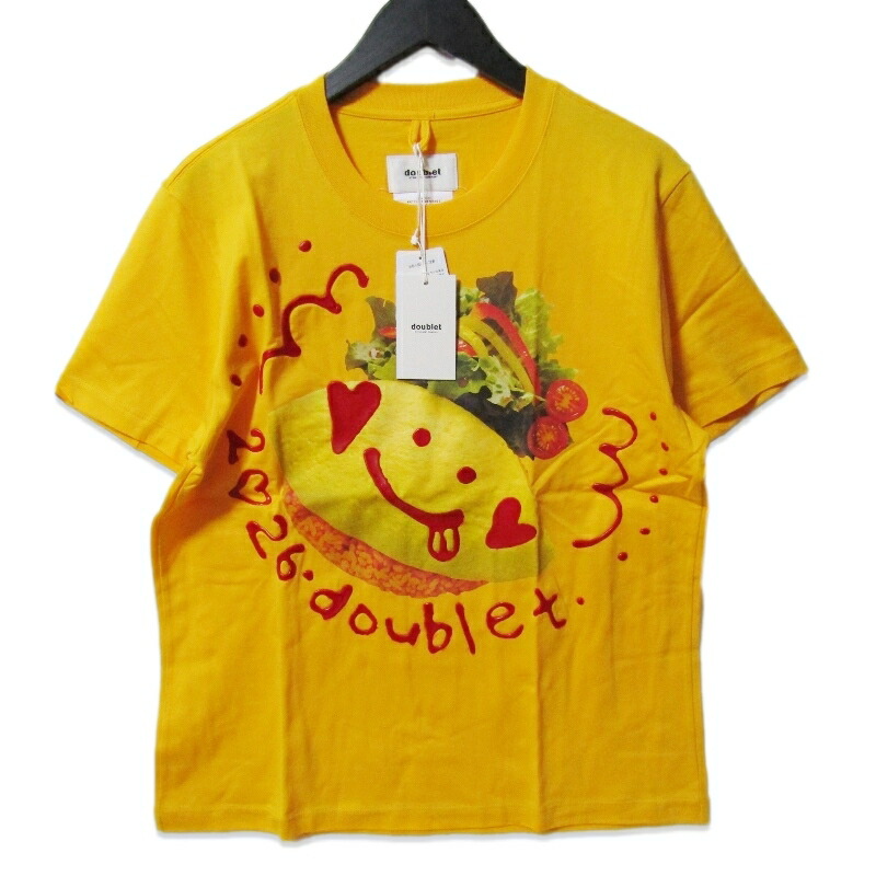 【中古】未当て嵌める doublet ダブレット KETCHUP MESSAGE OMURICE T-SHIRT 26SS30CS426 半袖Ｔシャツ グラフィック刷り上げる YELLOW XLメンズ 27113777