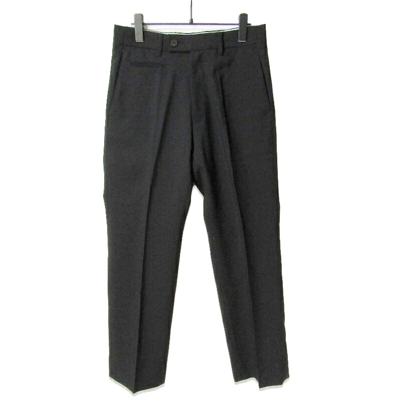 【中古】美品 MATSUFUJI マツ科フジ トラウザー M243-0401 Water-repellent Wool Straight Trousers 羊毛 スラックス 黒いこと 黒 2日本製メンズ 27113823