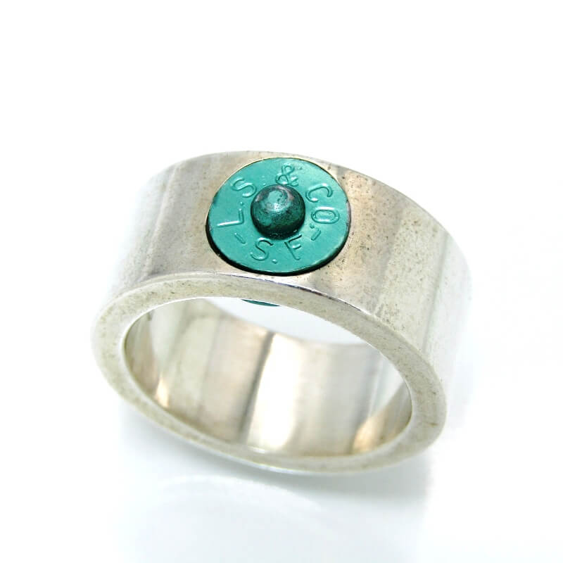 【中古】BUTTON WORKS 名取り草ワークス 輪っか ヴィンテージリーバイスリベット 青碧 BW Dead Stock LS Rivet Ring BW-0166 20.5号 SV925 しろがね色 28012677