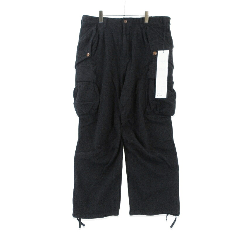 【中古】未使用 KHOKI コッキ Military-detail wool pants 25fw-p-06 ウール ミリタリーパンツ カーゴパンツ ブラック 黒 2 メンズ 99000997|CLASSIC