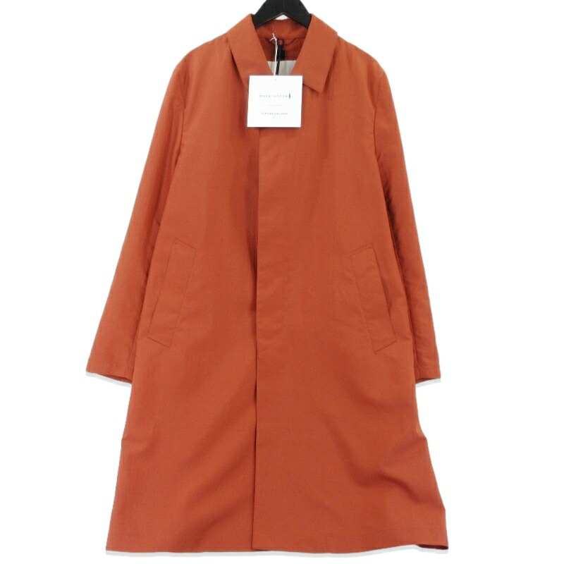 【中古】美品 MACKINTOSH × TOMORROWLAND マッキントッシュ ステンカラー厚地の外套 別注 DUNKELD パッカブル 61096109501 オレンジ色 40 トゥモローランド ダンケルド バル色つや スプリングコート メンズ 99001018