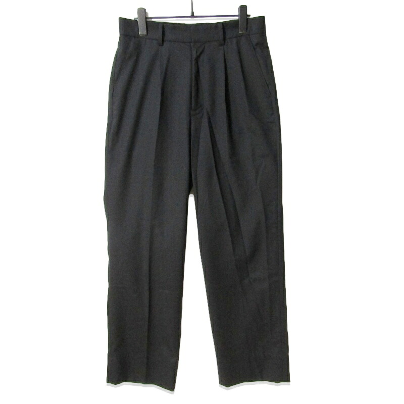 【中古】美品 Cornier コルニエ スラックス 羊毛 1タック シングルタック 日本製 黒いこと 黒 Sメンズ 27113860