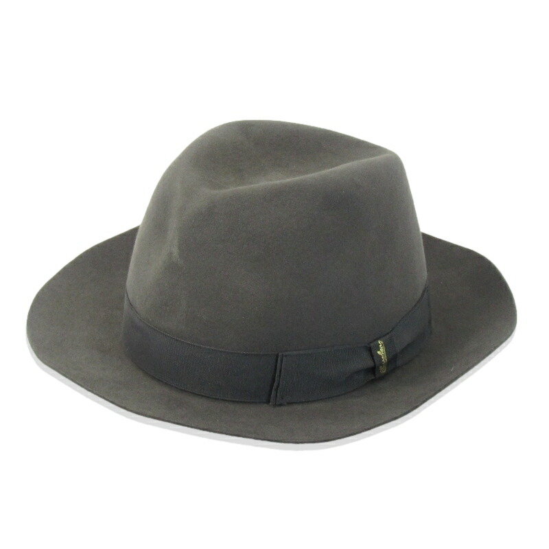 【中古】Borsalino ボルサリーノ フェルトかぶり笠 ビーバー BEAVER 中折れ コルドナータ イタリー製 60 かぶり笠 30013402