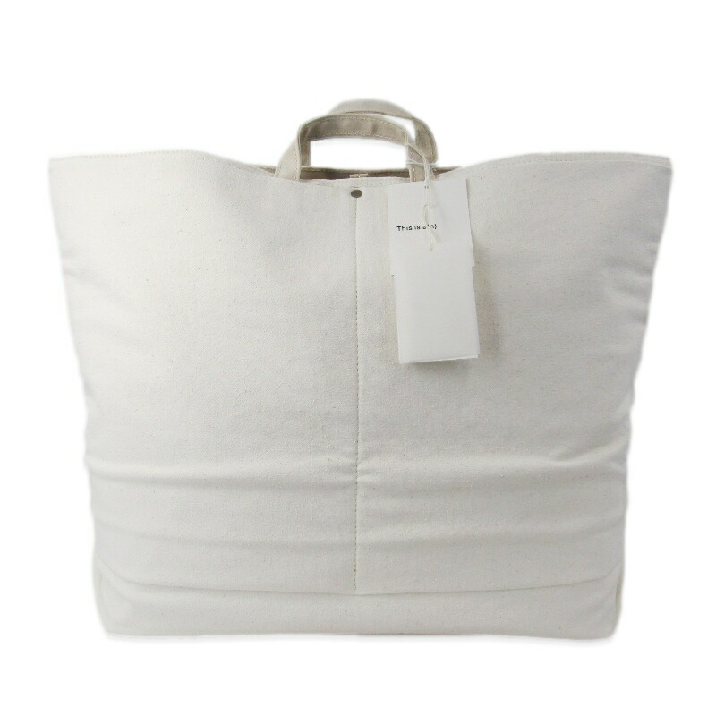 【中古】未当て嵌める ANCELLM × This is a(n) アンセルム C/R DUCK BAG ANC-GD19 トートバッグ 綿織物人絹 日本製 白いこと 白  御徒面子 鞄 47000127