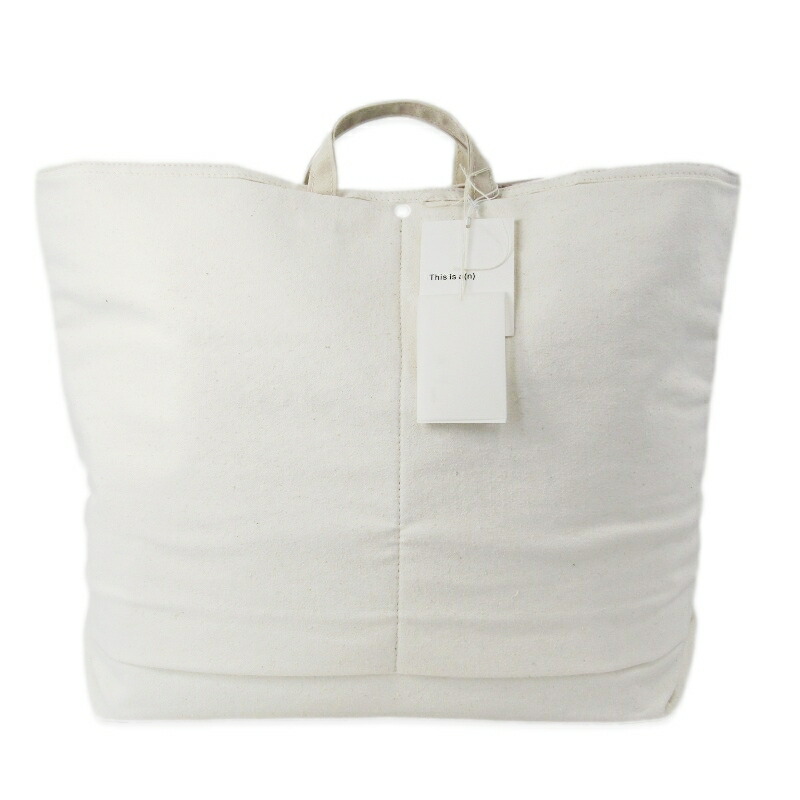 【中古】未当て嵌める ANCELLM × This is a(n) アンセルム C/R DUCK BAG ANC-GD19 トートバッグ 綿織物人絹 日本製 白いこと 白  御徒面子 鞄 47000128