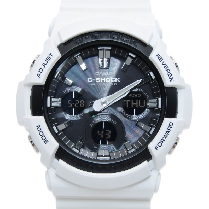 【中古】未当て嵌める CASIO G-SHOCK Gぼうぜん自失 GAW-100B-7AJF 電磁波ソーラー アナデジ マルチダンス楽隊6 ビッグ入れもの 白いこと 白 世界ひと休み カシオ ウオッチ 28012714