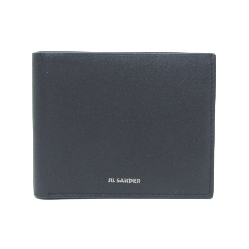 【中古】JIL SANDER ジルサンダー 二つ折り金入れ J25UI0001P5995001 エン主任者 ロゴタイプ 金入れ ポケットウォレット 黒いこと 黒  釣り銭入れ皆無 なめし革 28012721
