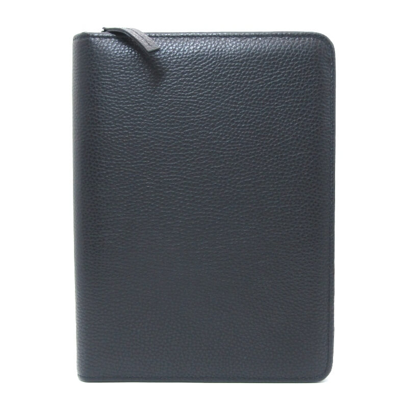 【中古】美品 LUCRIN Geneva ルクランジュネーブ 万覚え帳取りまかなう なめし革 ジップファスナー 本革 シボレザー 黒いこと 黒  なめし革 28012743