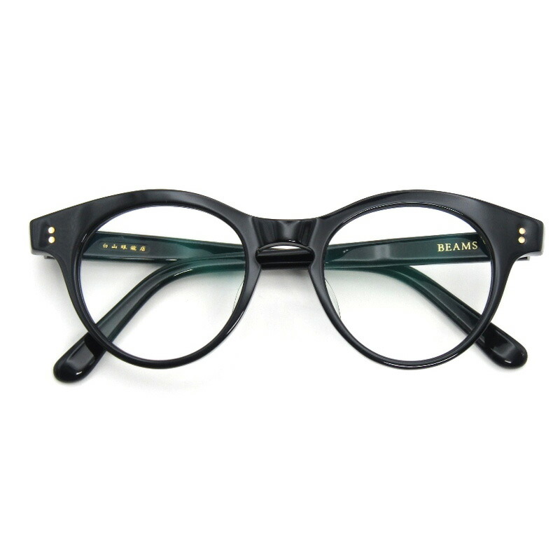 【中古】美品 白山メガネ店 × BEAMS ハクサンメガネ 眼鏡ひな形 BRIGG 度入り口・入口 日本製 ブリッグ ビームス別注 豆の町 BK 眼鏡 メガネ 黒眼鏡 54001031