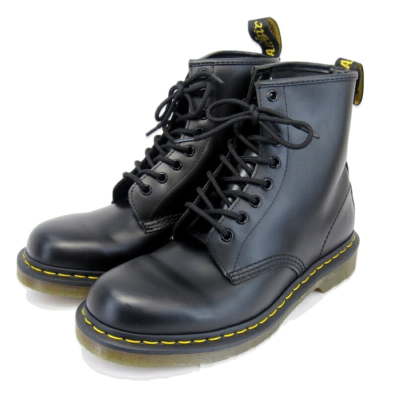 【中古】Dr.Martens ドクターマーチン UK7 8ホールブーツ 1460 11822006 黒 8EYE BOOT レザー イエローステッチ ブラック スムース ブーツ 35005659|CLASSIC