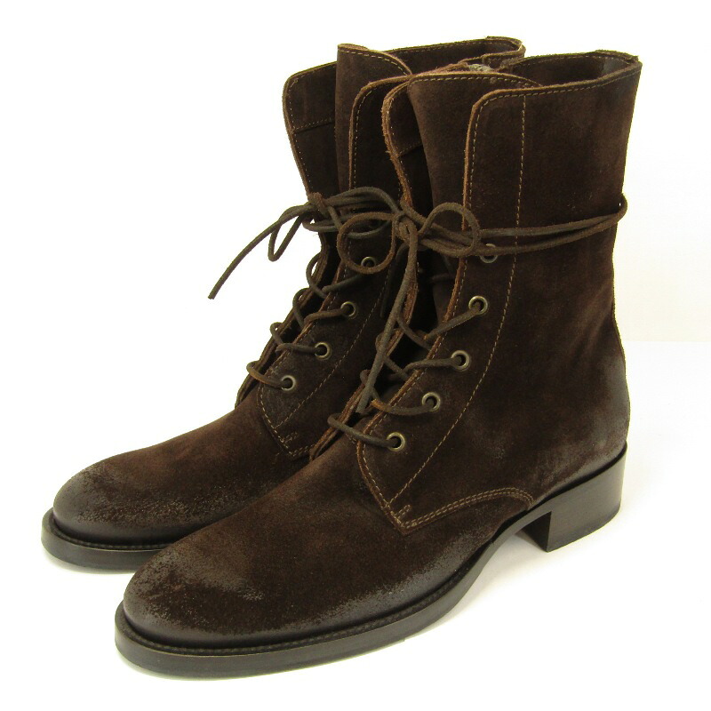 【中古】美品 BUTTERO ブッテロ 40 レースアップブーツ B826 サイドジップ スエード ヴィンテージ加工 DARKBROWN レザー ダークブラウン ブーツ 35005675|CLASSIC