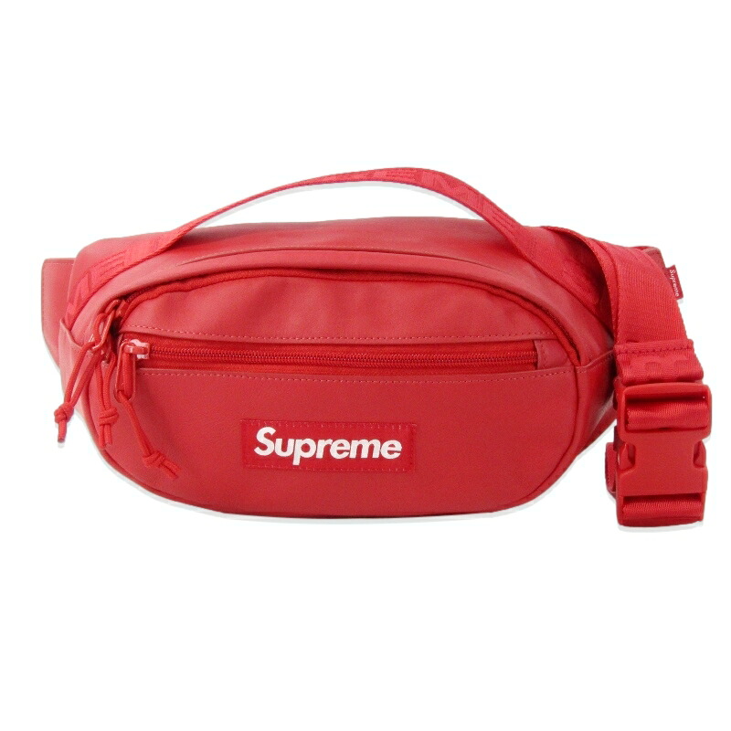 【中古】Supreme シュプリーム LEATHER WAIST BAG 23AW 赤いこと なめし革 酉の方角御徒面子 上半身御徒面子 ショルダーバッグ 牛皮 RED  御徒面子 鞄 47000229