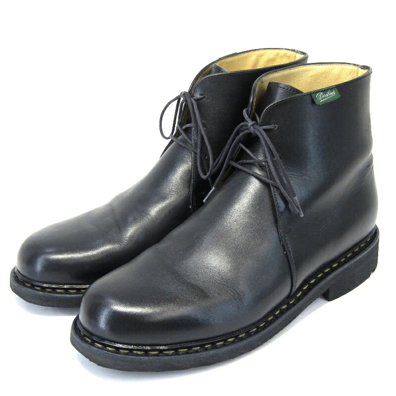 【中古】美品 Paraboot パラブーツ UK7F チャッカブーツ BLOIS ブロワ パラテックスソール リスレザー ミドルカット ブラック 黒 NOIR ブーツ 35005756｜ＣＬＡＳＳＩＣ