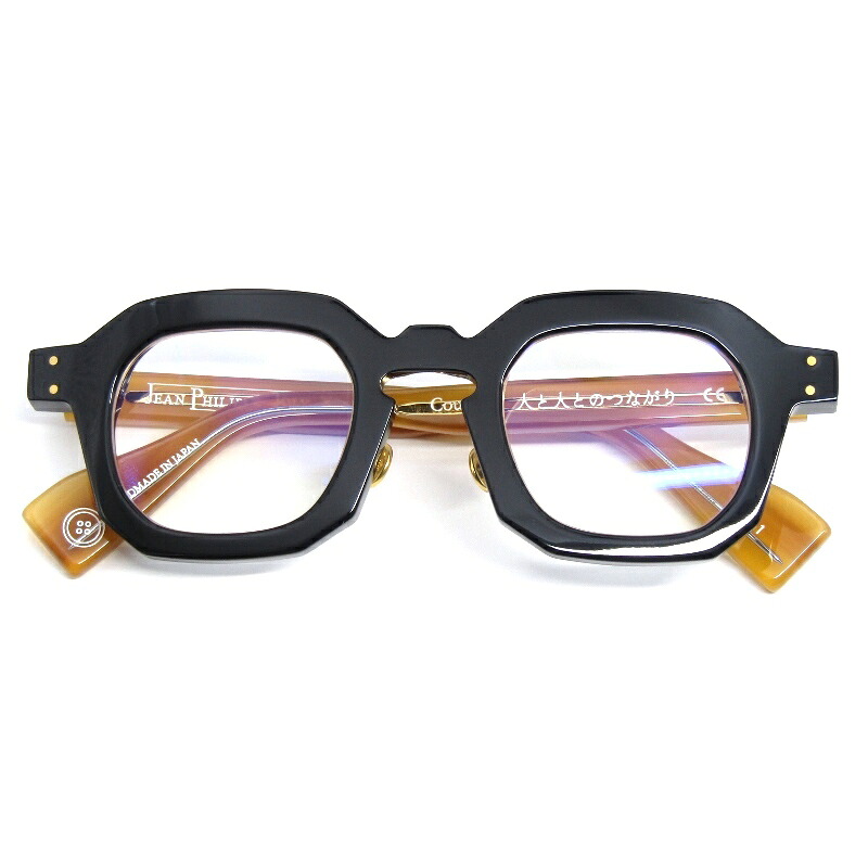 【中古】美品 JEAN PHILIPPE JOLY &times; Filton フィルトン ジャンフィリップジョリー メガネフレーム C-1 ブラック/ライトブラウンササCouture 日本製 クチュール パリジャン フレンチウェリントン メガネ 眼鏡 サングラス 61006017｜ＣＬＡＳＳＩＣ