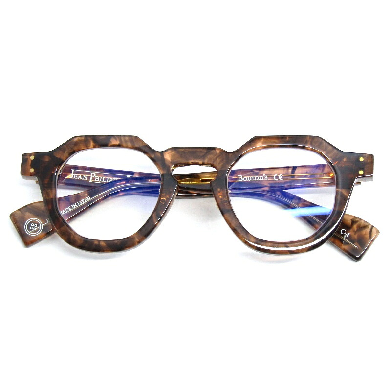 【中古】美品 JEAN PHILIPPE JOLY &times; Filton ジャンフィリップジョリー フィルトン メガネフレーム bouton's C-4 ブラウンマーブル日本製 ブトンズ クラウンパント 5mm厚生地 メガネ 眼鏡 サングラス 61006022｜ＣＬＡＳＳＩＣ