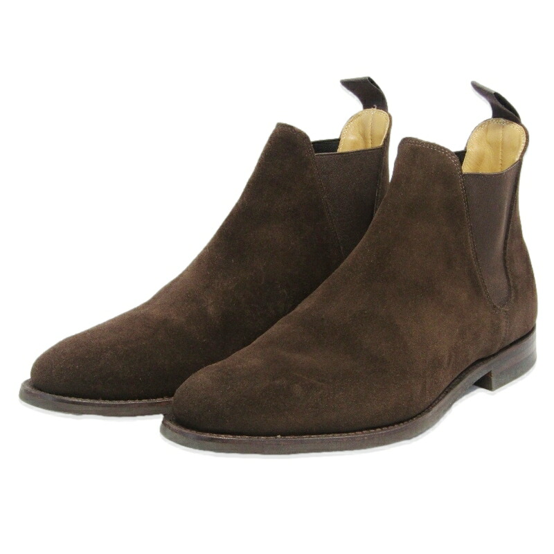 【中古】美品 Crockett&Jones クロケット&ジョーンズ UK7E チェルシーブーツ CHELSEA8 341ラスト ダークブラウン スエード サイドゴアブーツ シティソール ビジネスシューズ ブーツ 18002271|CLASSIC