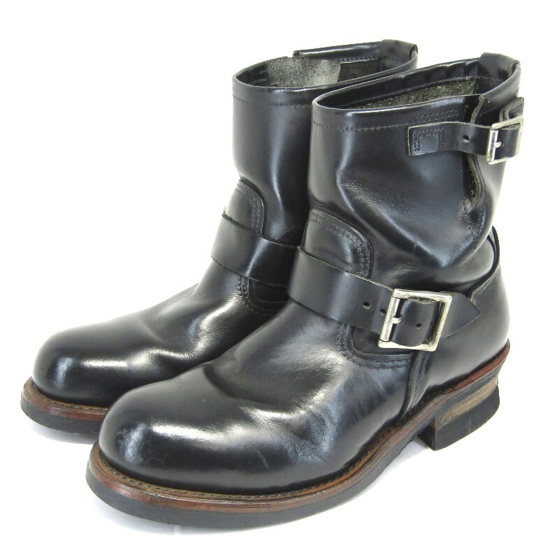 【中古】REDWING レッドウィング US7.5D 25.5cm ショート エンジニアブーツ 2976 ASTM ワークブーツ 8インチ スチールトゥ 黒 クローム ブラック プルオンブーツ SHORT ENGINEER BOOTS 2010年製 ブーツ 35005762|CLASSIC