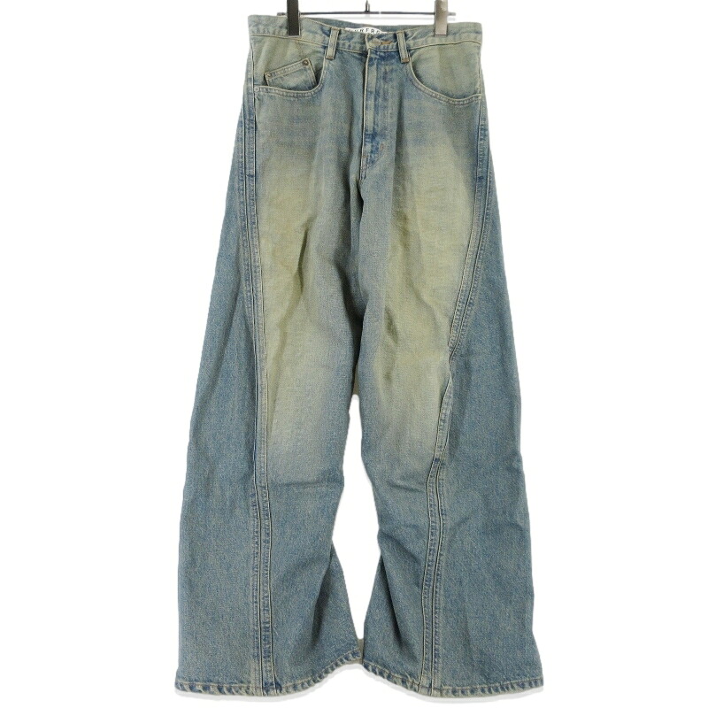 【中古】未使用 NVRFRGT ネヴァーフォーゲット ツイストデニムパンツ NF241P08B 3D TWISTED WIDE LEG JEANS DIRTY FADED インディゴ 2 INDIGO 24SS ローライズ ワイド セミフレアシルエット ヴィンテージ加工 メンズ 99001469｜ＣＬＡＳＳＩＣ