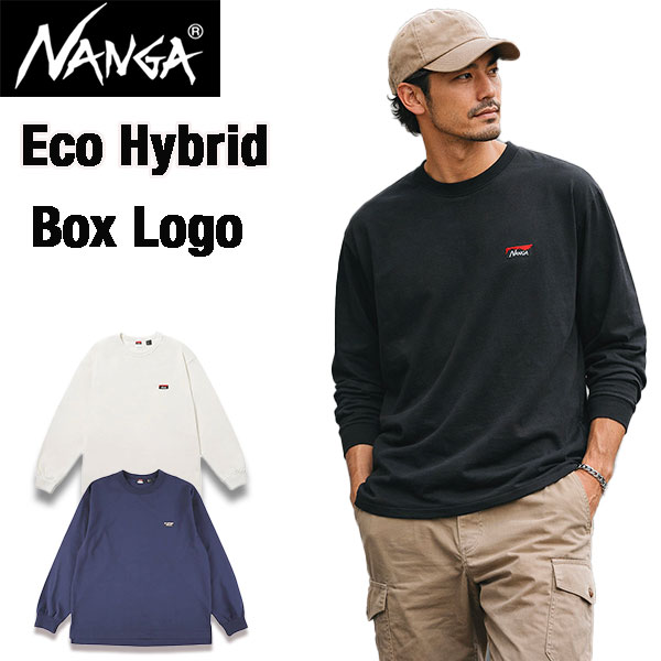 ナンガ NANGA ロンT 長袖 Tシャツ メンズ レディース BOXロゴ 刺繍 ECO HYBRID BOX LOGO L/S TEE NW2411-1G803 ユニセックス サステナブル
