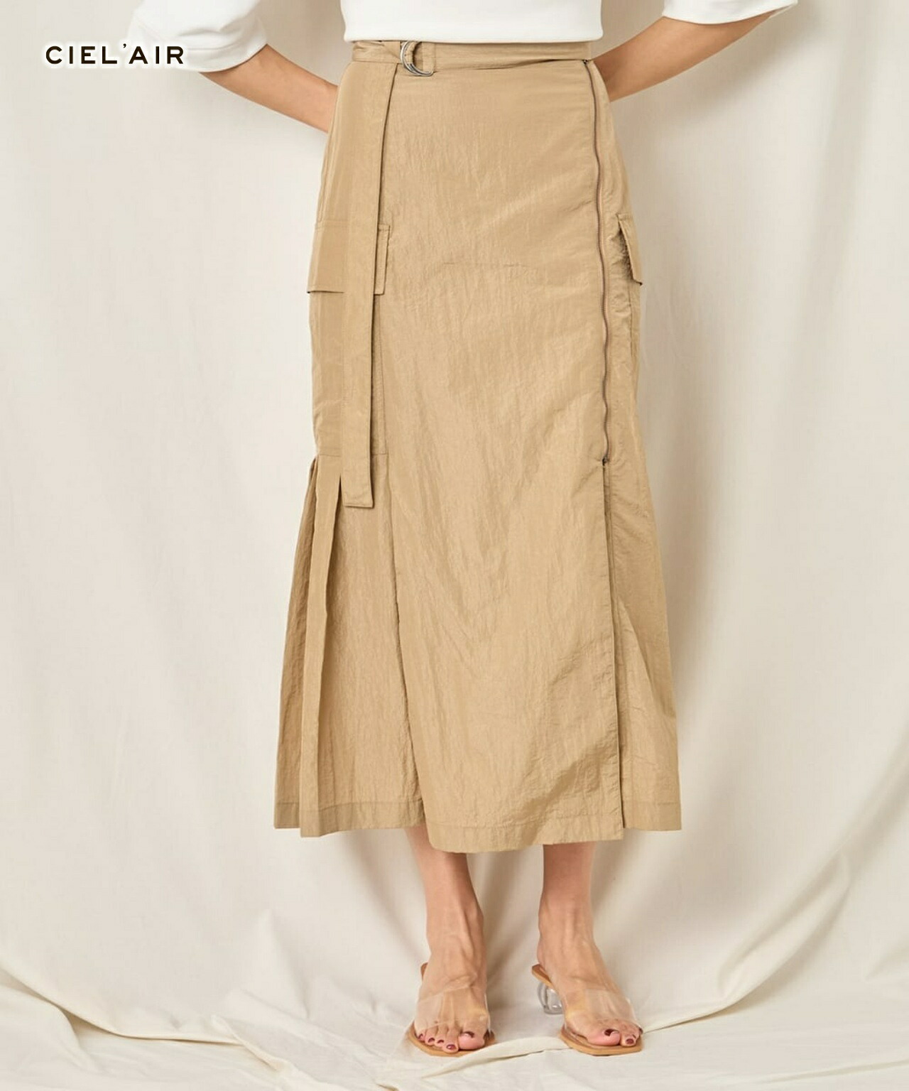 CIEL'AIR シエルエアー NYLON LONG SKIRT スカート レディース きれいめ おしゃれ 通勤 オフィス 20代 30代 40代 50代 60代