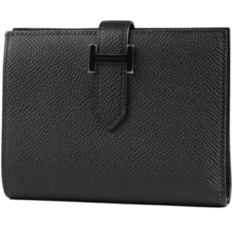 HERMES 美品 ベアン コンパクト シェーブル □I刻印 ブラック 財布 HERMES - エルメス HERMES ベアンコンパクト ブラック 二つ折り