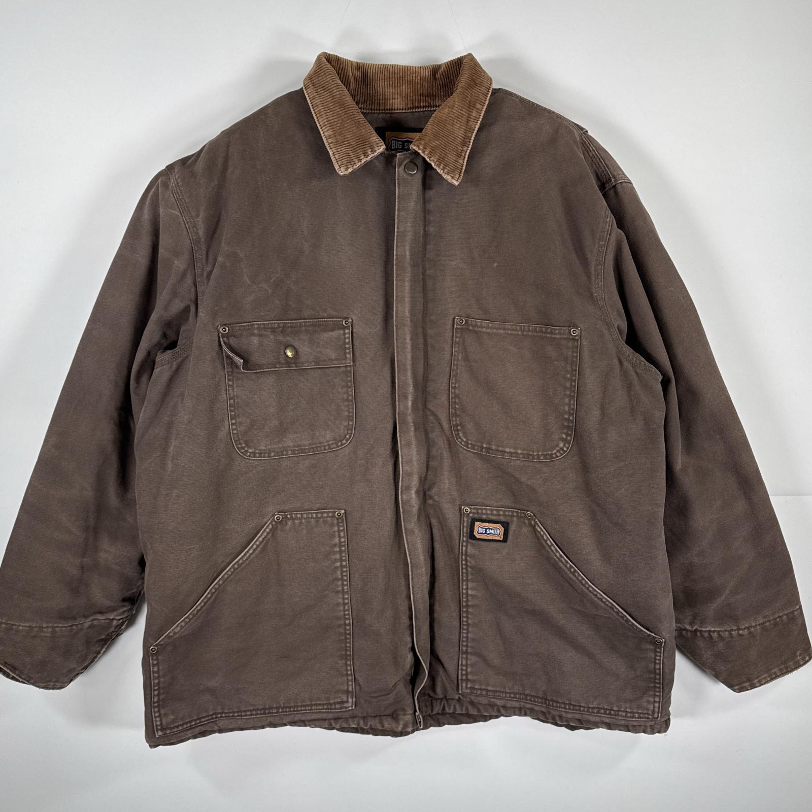 古着 ビッグスミス Big Smith ダック カバーオール ワークジャケット ワンポイント トラディショナル風 2XL ブラウン メンズ 【中古】｜古着屋NIKKU
