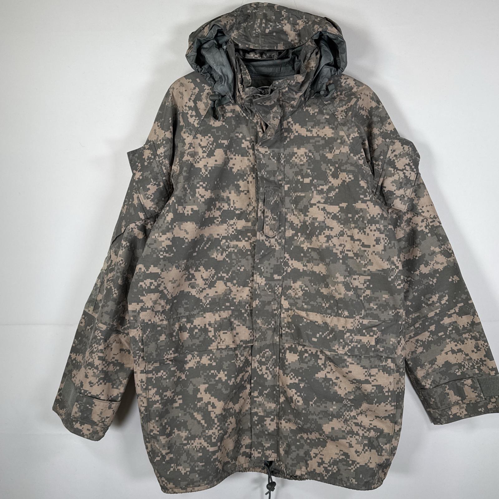 古着 ミリタリージャケット ECWCS GORE-TEX デジカモ デジタルカモフラ ゴアテックスパーカー 米軍 実物 medium long グレー メンズ 【中古】｜古着屋NIKKU