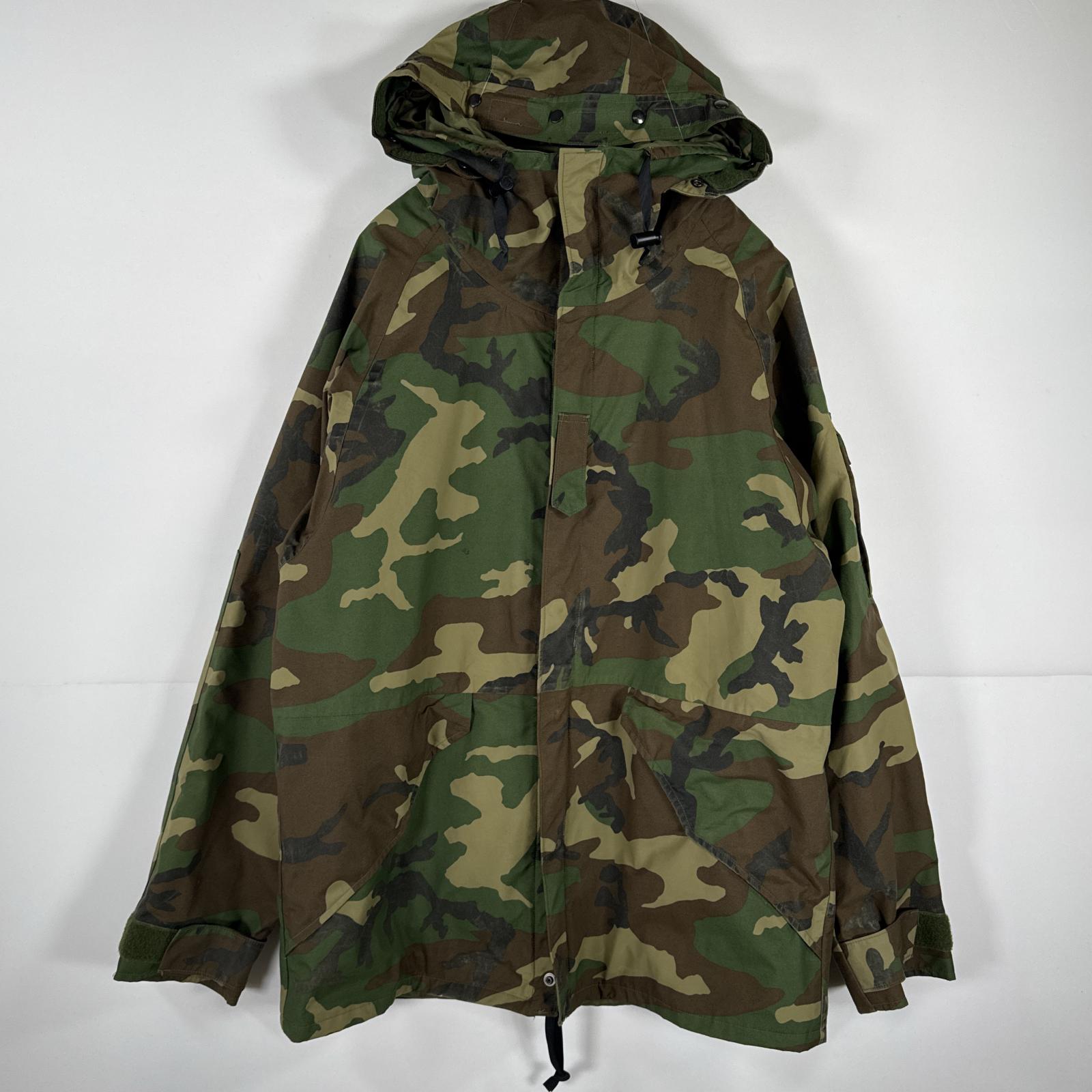 古着 ヴィンテージ ミリタリージャケット ECWCS GORE-TEX ウッドランドカモ ゴアテックスパーカー 米軍 実物 medium long ブラウン メンズ 【中古】