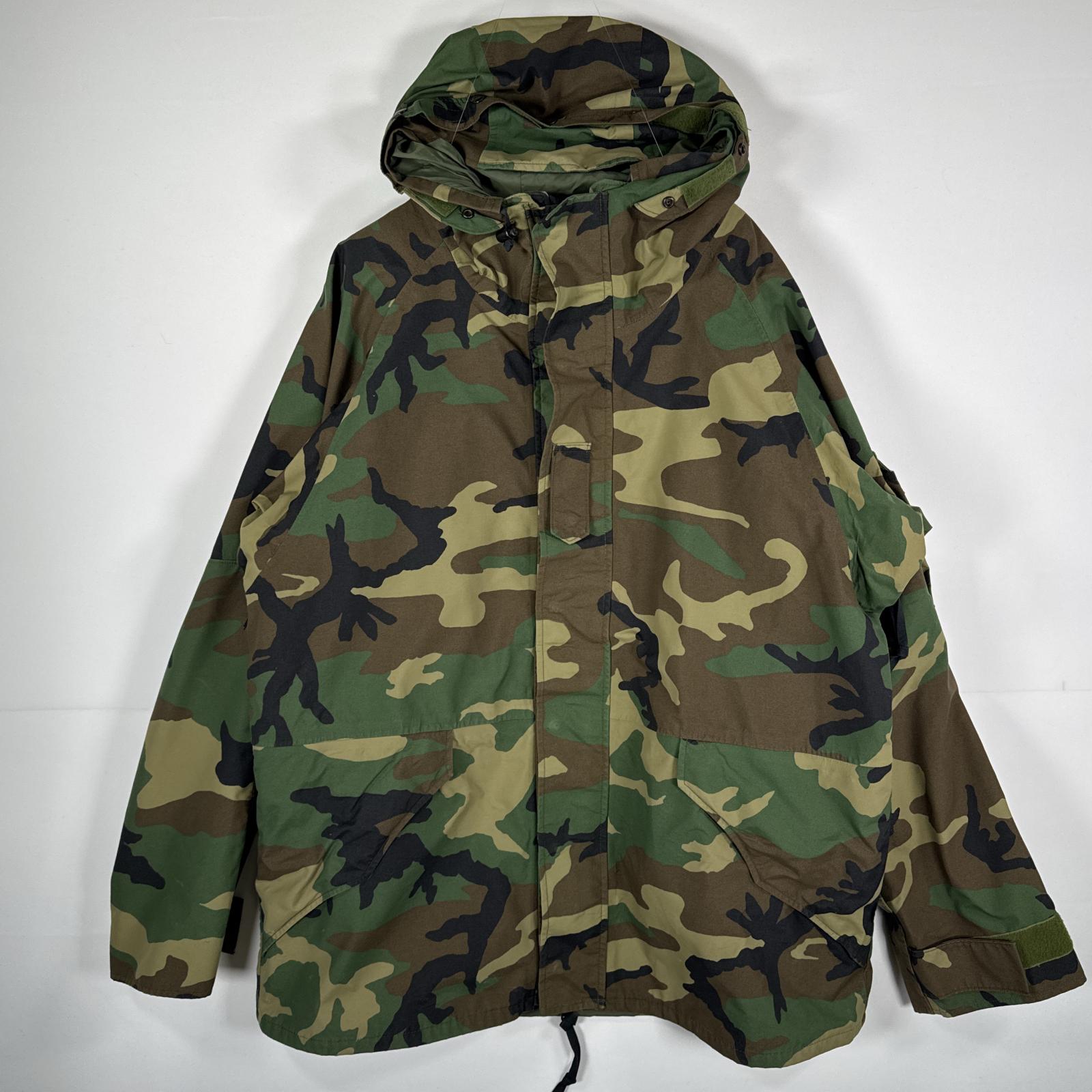 古着 ミリタリージャケット ECWCS GORE-TEX ウッドランドカモ 米軍実物 ゴアテックスパーカー カモフラ 迷彩 Xlarge long ブラウン メンズ 【中古】