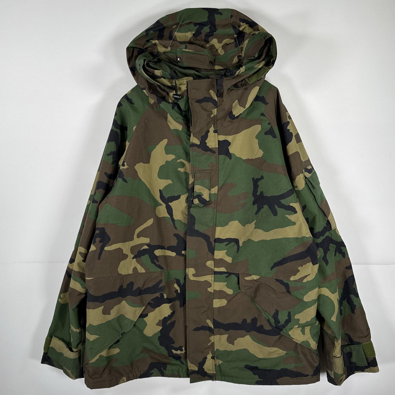 古着 ミリタリージャケット ECWCS GORE-TEX ウッドランドカモ ゴアテックスパーカー 米軍 実物 カモフラ 迷彩 Xlarge long ブラウン メンズ 【中古】