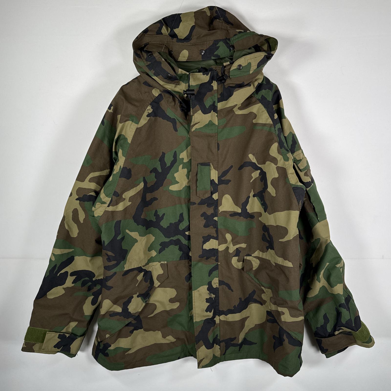 古着 ミリタリージャケット ECWCS GORE-TEX ウッドランドカモ ゴアテックスパーカー 米軍 実物 迷彩 カモフラ large regular ブラウン メンズ 【中古】
