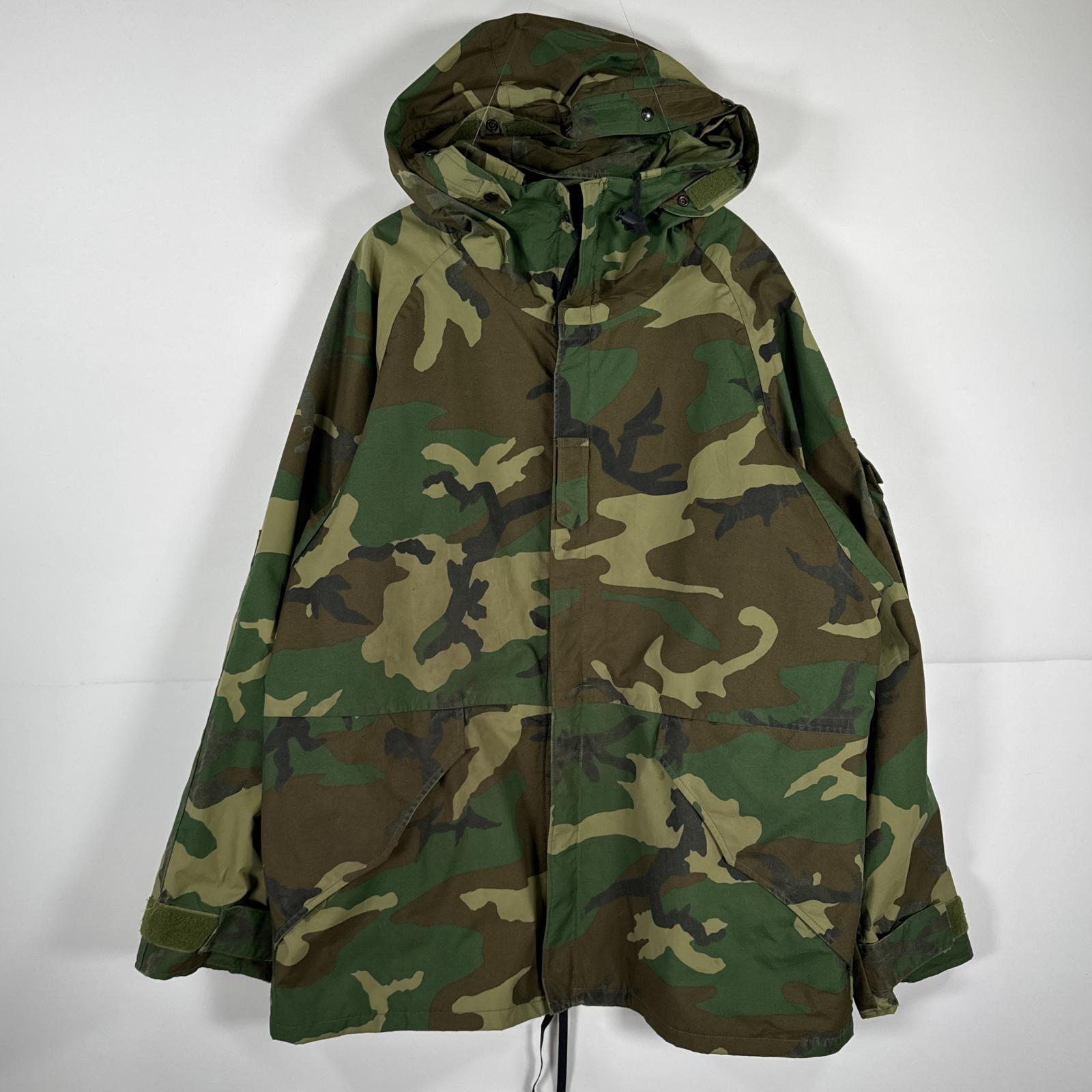 古着 80\'s/80年代 ヴィンテージ ミリタリージャケット ECWCS GORE-TEX ウッドランドカモ ゴアテックスパーカー 実物 米軍 large long ブラウン メンズ 【中古】