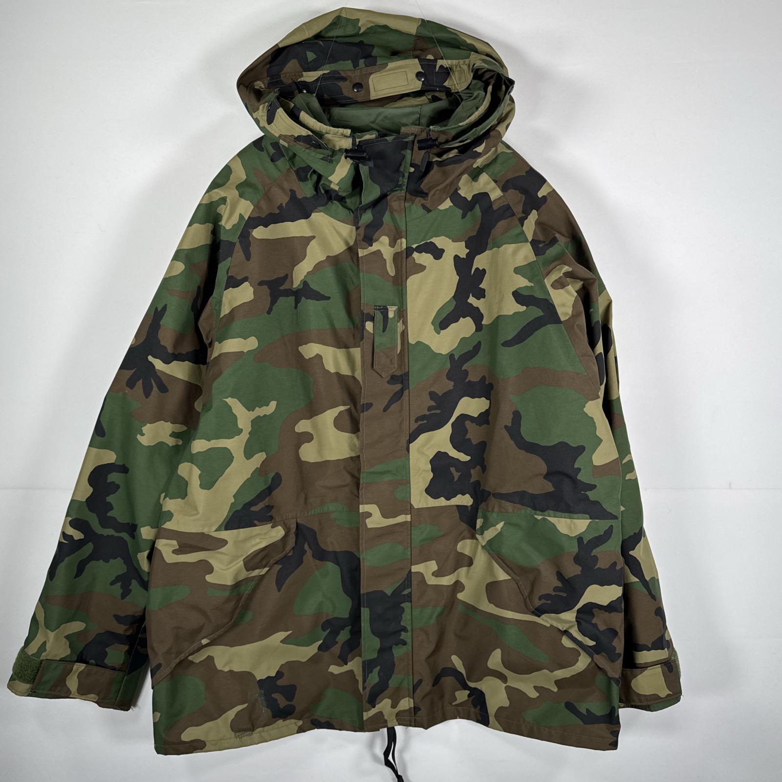 古着 ミリタリージャケット ECWCS GORE-TEX ウッドランドカモ ゴアテックスパーカー 米軍 実物 大きいサイズ 迷彩 Xlarge long ブラウン メンズ 【中古】